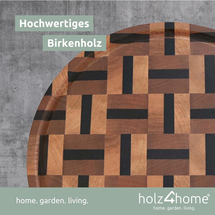 Holz4home Schneidebrett Rund Strukturiert Aus Massiver Birke | ø28 Cm | Handgearbeitet, Robust, Schn