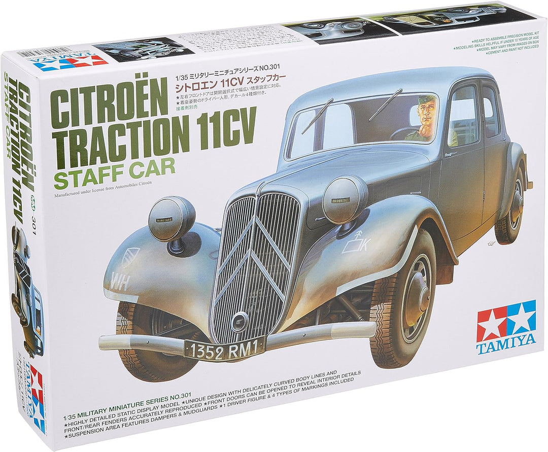 Tamiya 300035301-1:35 WWII Fr Citroen Traction Dienstwagen, originalgetreue Nachbildung, Plastik Bau