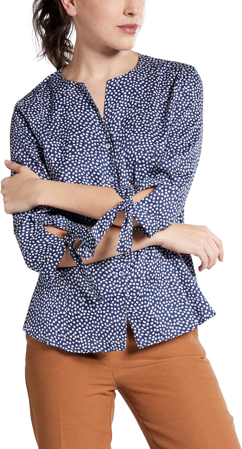 eterna Damen kragenlose Bluse Classic FIT Navy 44_D_3/4