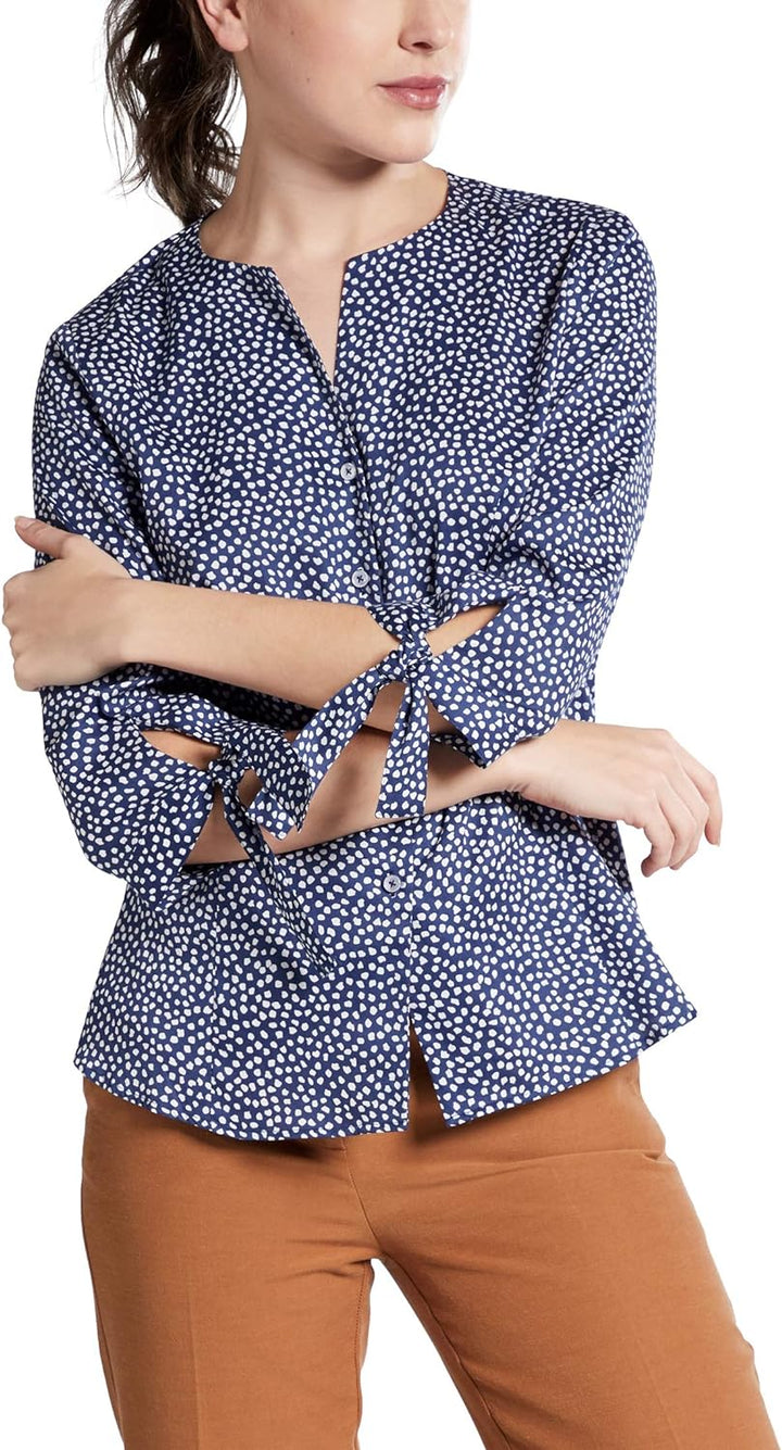 eterna Damen kragenlose Bluse Classic FIT Navy 44_D_3/4