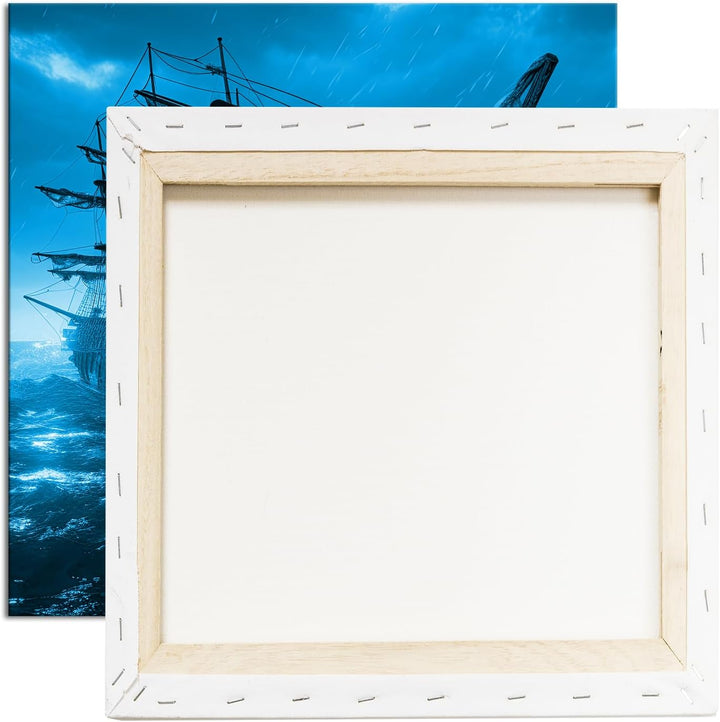 deyoli riesiges Segelschiff bei Nacht Format: 70x70 Effekt: Monocrome Blau als Leinwandbild, Motiv f