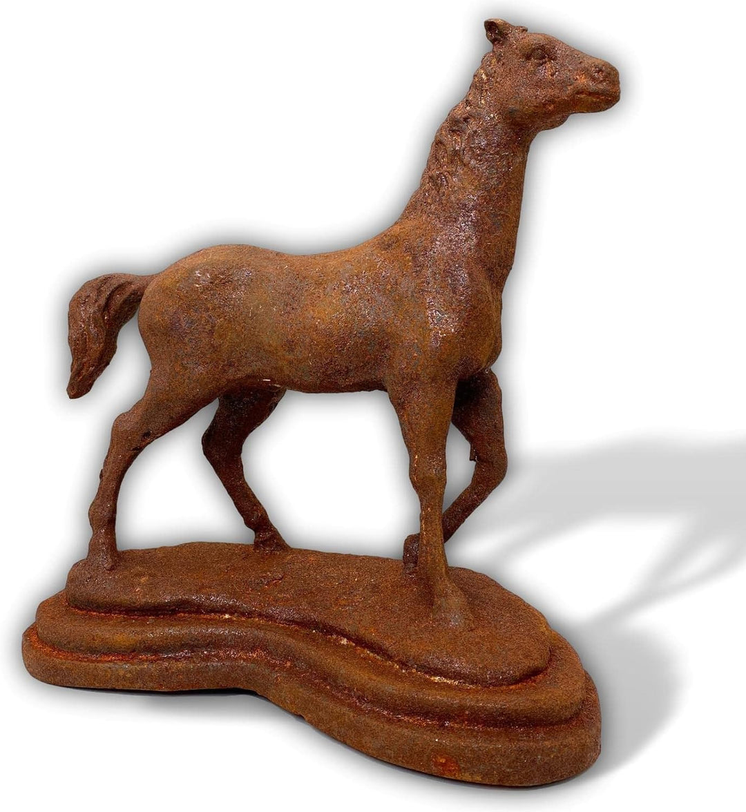 Skulptur Pferd Statue Figur Eisen Rost Garten Dekoration 31cm Antik-Stil