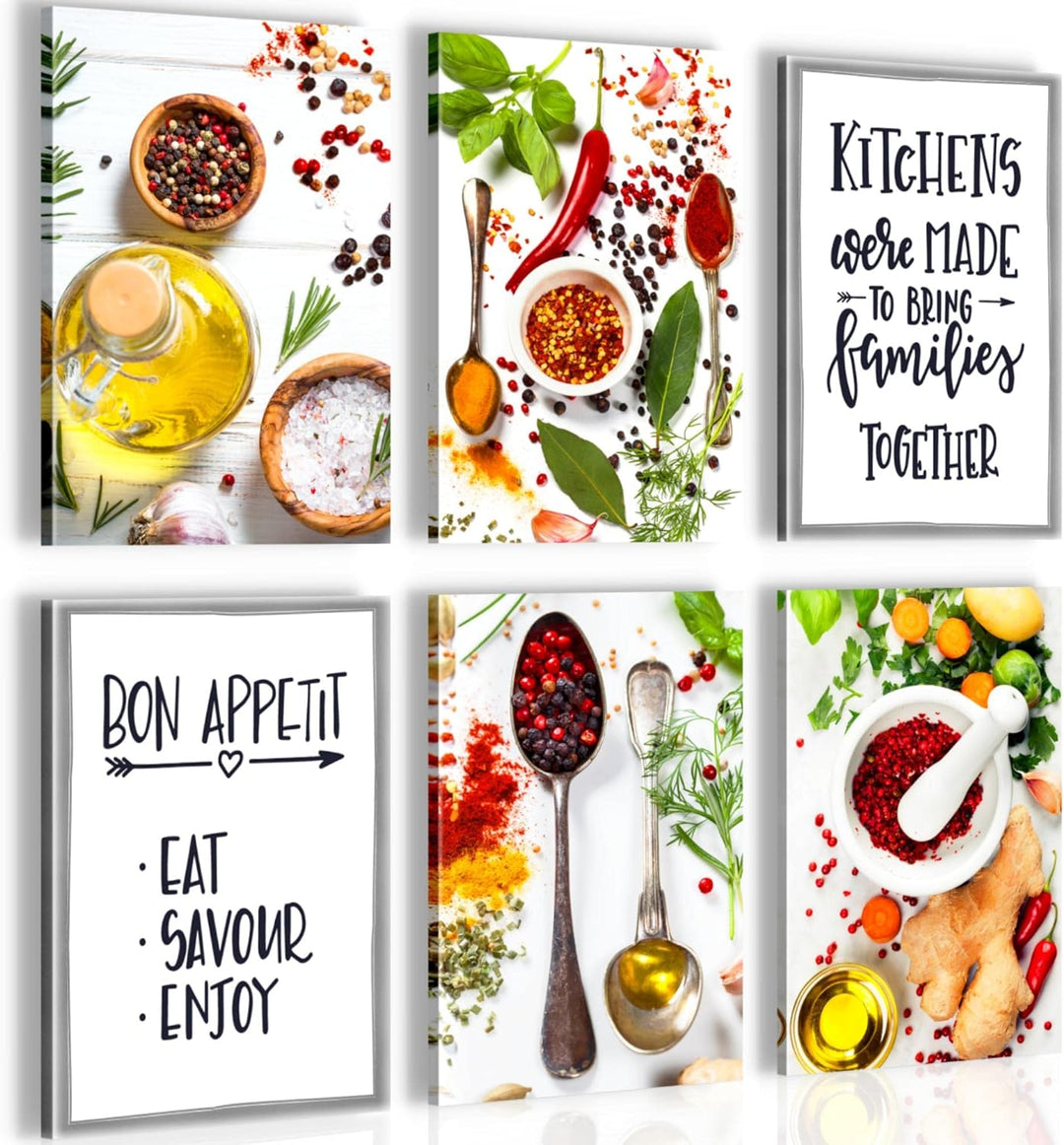 Novart Wandbilder Set - KOMPLETT AUFHÄNGFERTIG - Made in Germany - Moderne Bilder Küche Esszimmer Kü