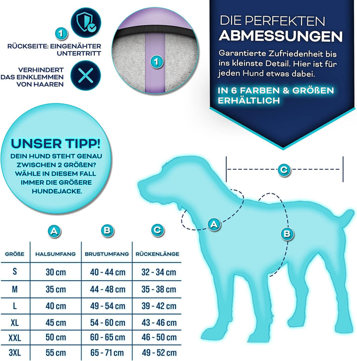 TRESKOยฎ Hundejacke Winter mit Reflektoren inkl. 15 Stรผck Kotbeutel + Spender | Hunderegenmantel wass