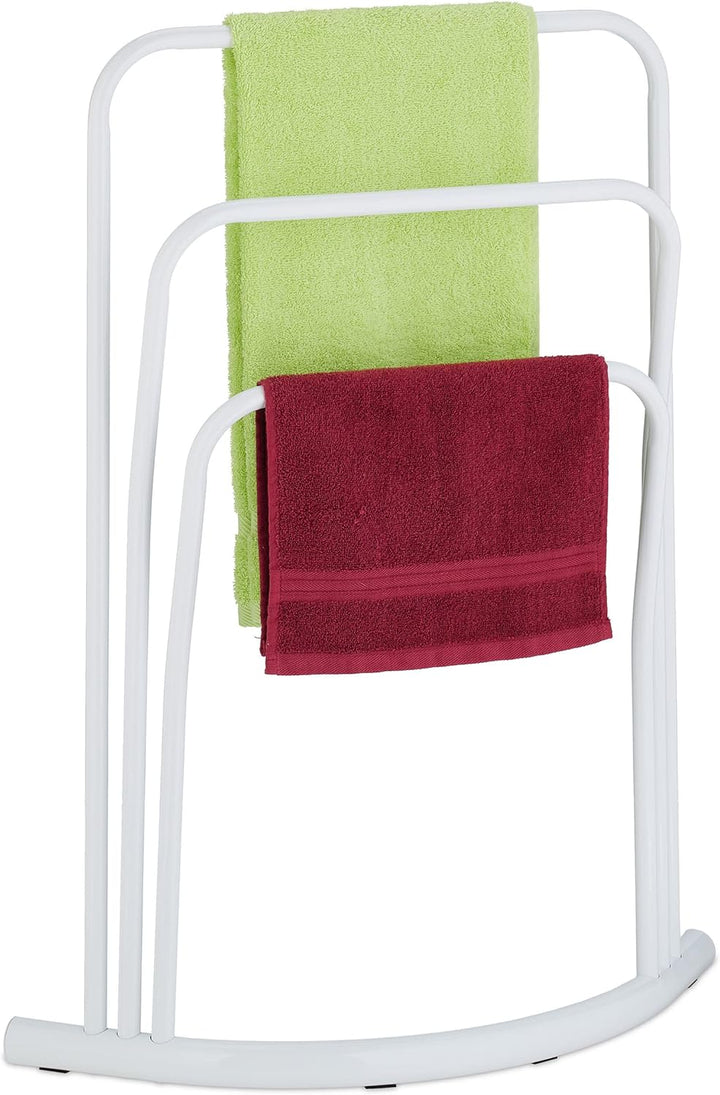 Relaxdays Handtuchhalter stehend, Metall, 3 Stangen, HxBxT: 86 x 66 x 21 cm, Handtuchständer Badezim