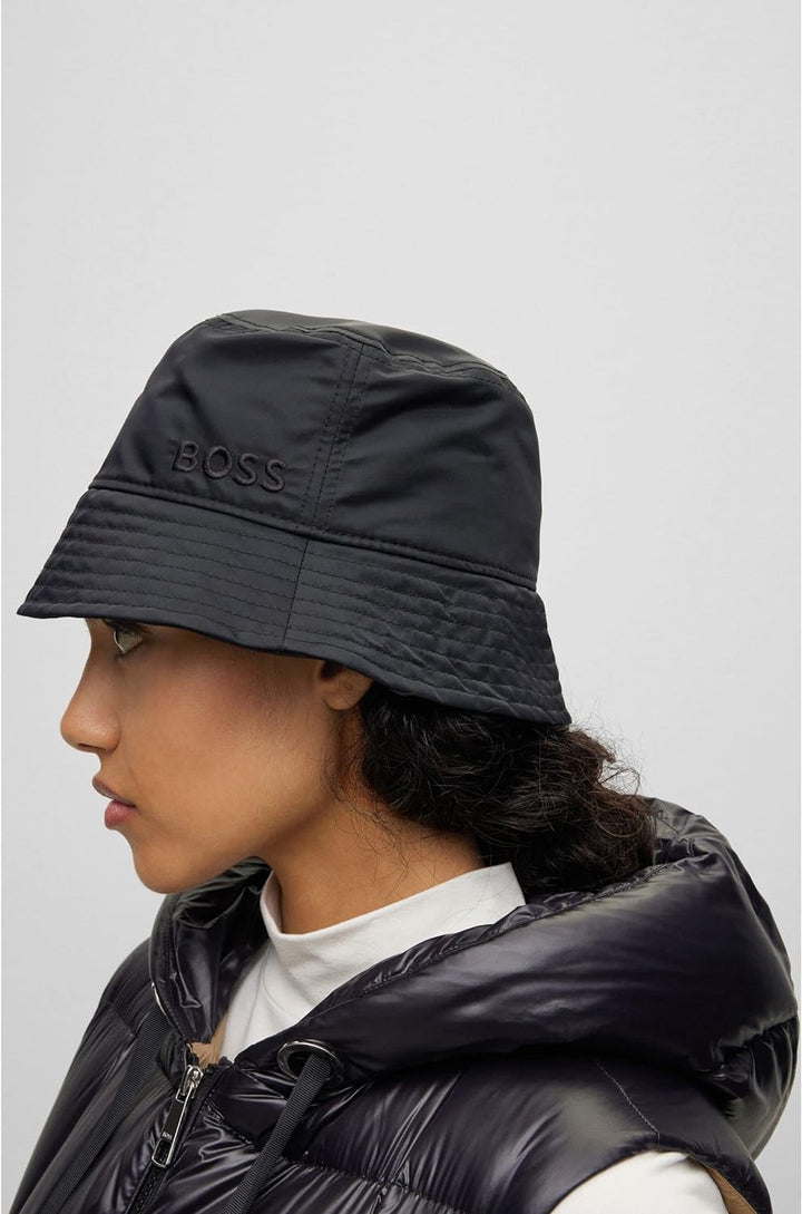 BOSS Damen Zanylon Fischerhut mit Logo-Detail Schwarz Stck