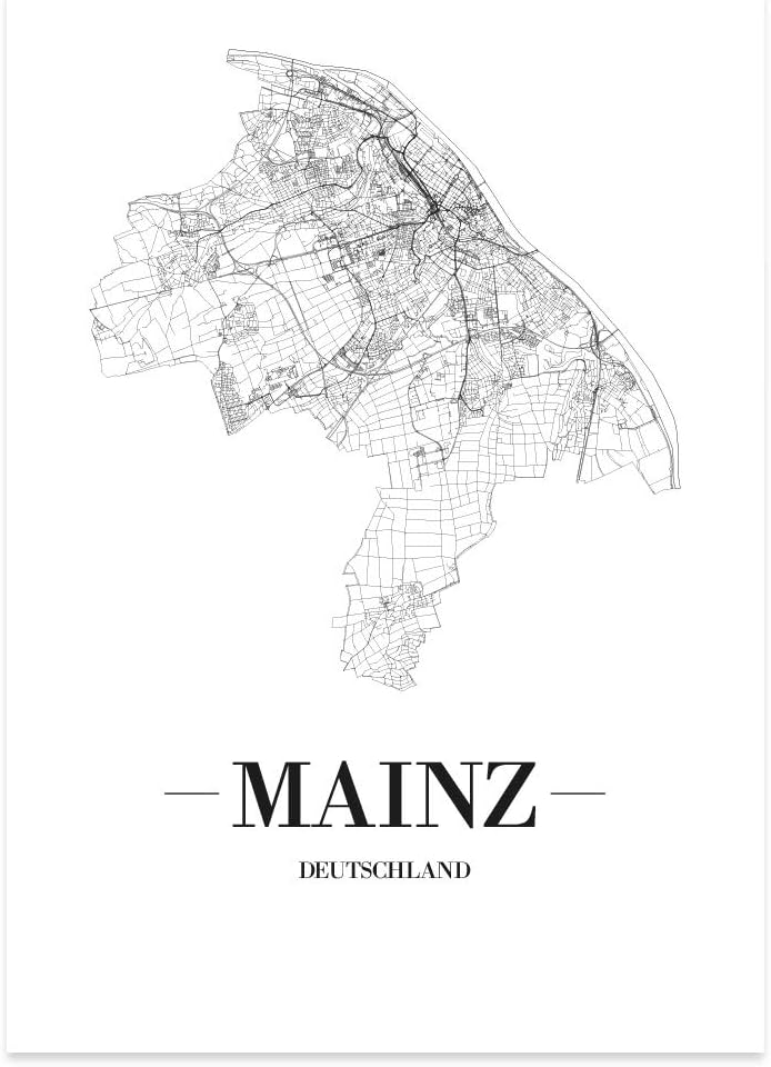 JUNIWORDS Stadtposter, Mainz, Wähle eine Grösse, 60 x 90 cm, Poster, Schrift A, Weiss 60 x 90 cm Sch
