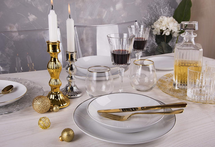 Excelsa Gold Set mit 6 Wassergläsern, mundgeblasenes Glas, Rand Gold