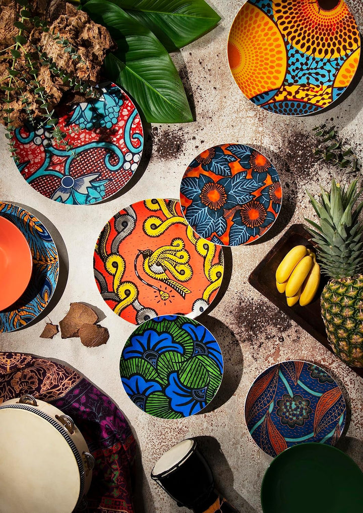 Excelsa Ghana Tellerservice 18 Stück, Porzellan und Steineware, mehrfarbig, 6 Personen