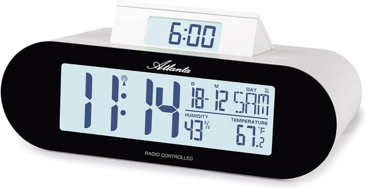 Atlanta Funkwecker Digital LCD Anzeige Pop-Up Display Temperatur Luftfeuchtigkeit - 1869, 15 x 5 x 7