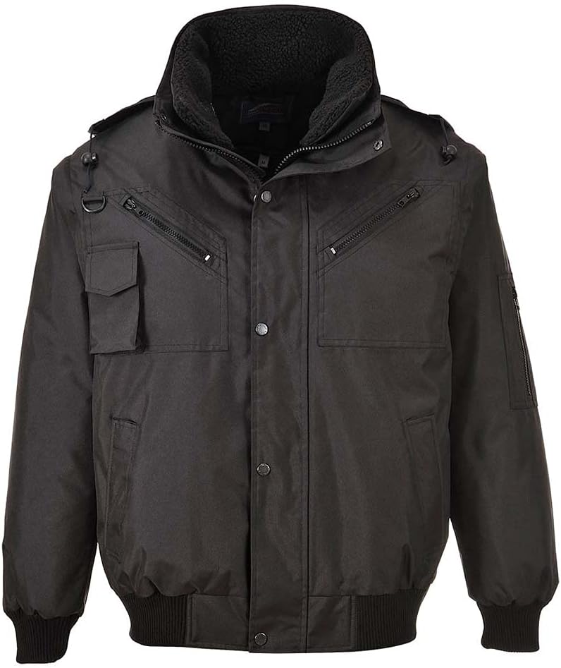 Portwest 4-in-1 Pilotjacke, Grösse: XXXL, Farbe: Schwarz, F465BKRXXXL 3XL Schwarz, 3XL Schwarz