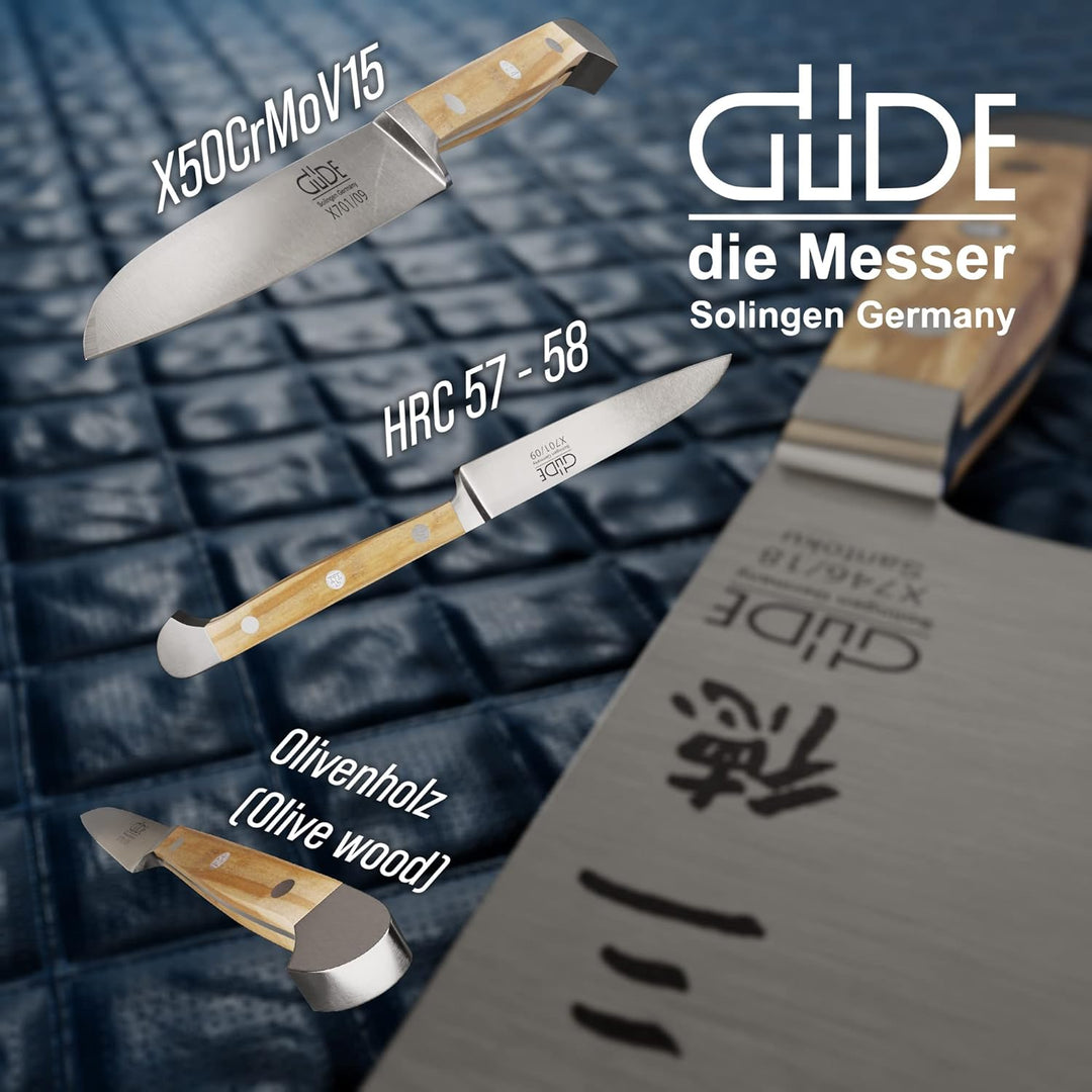 GÜDE Solingen - Gemüsemesser geschmiedet, 9 cm, Olivenholz, ALPHA OLIVE, Doppelkropf, Handmade Germa