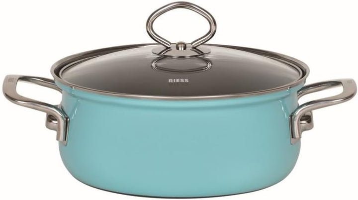 Riess, 0519-037, Starterset 4-TLG. NOUVELLE KRISTALLBLAU, bestehend aus 2 x Fleischtopf mit Glasdeck