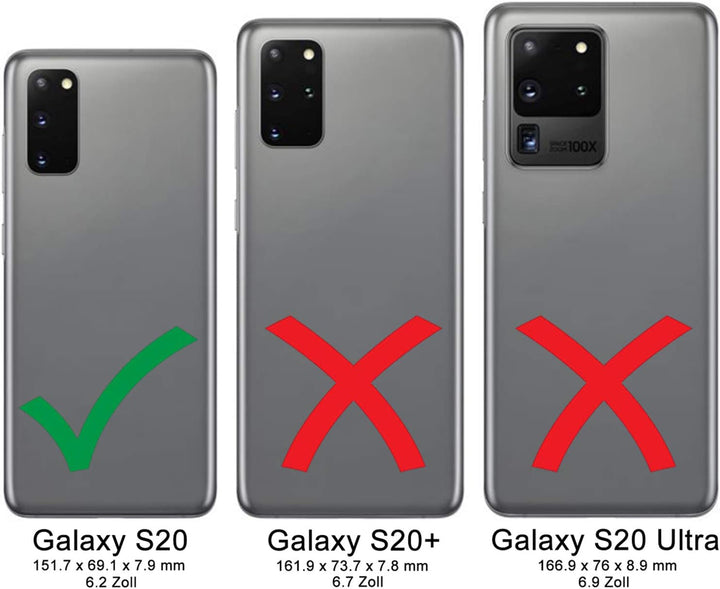 Burkley Handyhülle mit Ständer und Kartenfach für Samsung Galaxy S20 Leder Handytasche mit Magnetver