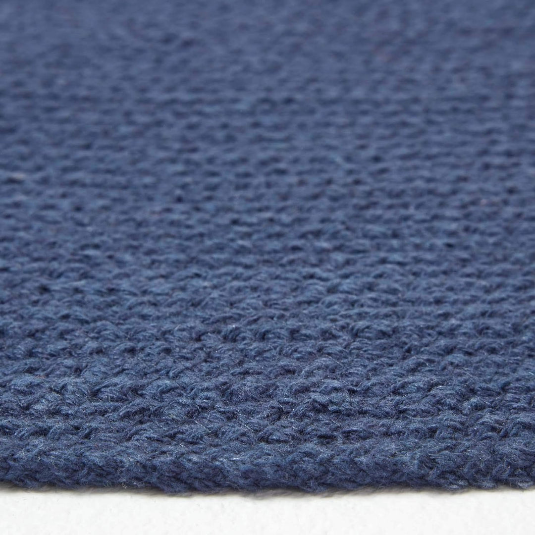 Homescapes ovaler Teppichläufer 66 x 200 cm, dunkelblau, geflochtener Läufer aus Baumwolle, Wendetep