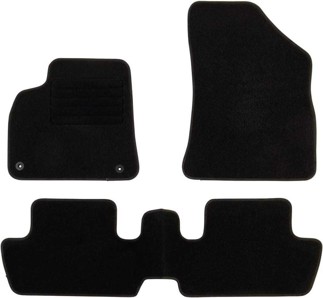 DBS Autofussmatte - nach Mass - 3-teilig - Anti Rutsch - schwarzer Nadelfilz 900g/m² - Velours Ferti