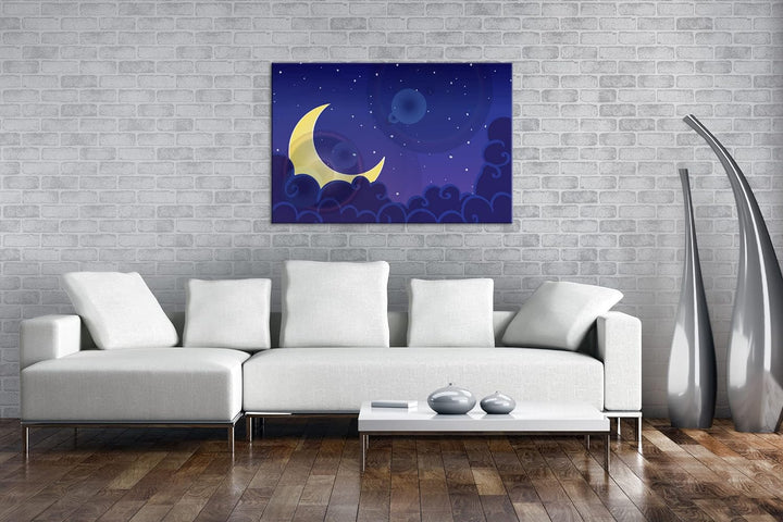 deyoli Mondlicht Nacht Format: 100x70 als Leinwandbild, Motiv fertig gerahmt auf Echtholzrahmen, Hoc