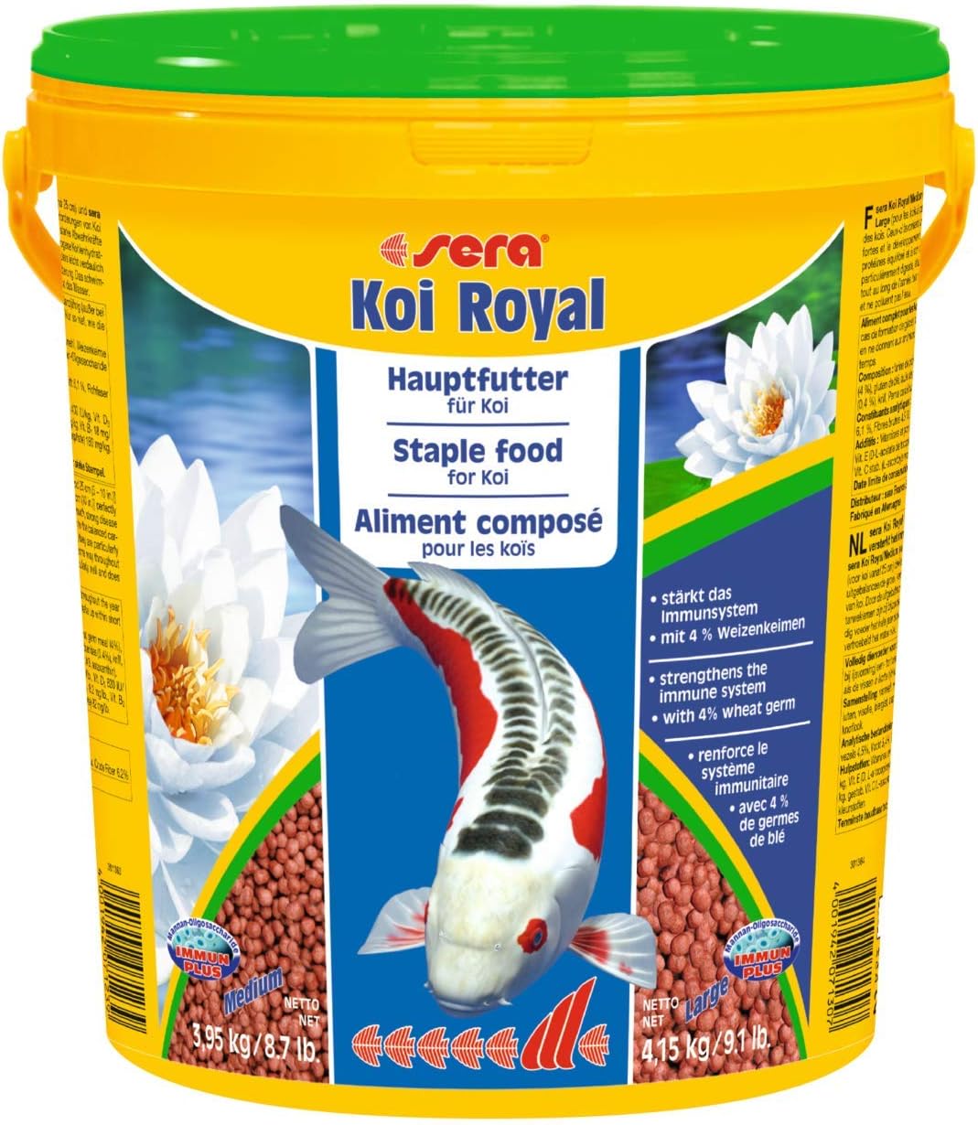 sera 07123 Koi Royal Nature Medium (4 mm) 21 Liter - Hauptfutter BZW. Koifutter für EIN ausgewogenes