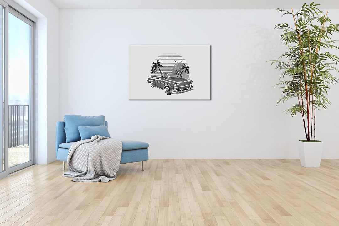 deyoli Antikes Auto Format: 100x70 cm Effekt: Schwarz/Weiss als Leinwandbild, Motiv fertig gerahmt a