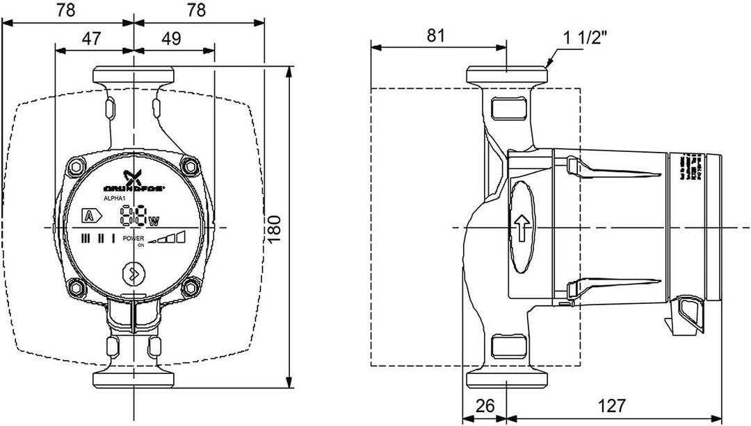 Grundfos Umwälzpumpe Alpha1 25-60, 98460755