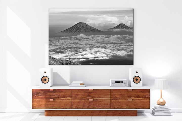 deyoli Vulkane in Java Indonesien Format: 60x40 Effekt: Schwarz&Weiss als Leinwandbild, Motiv fertig