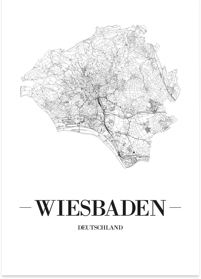 JUNIWORDS Stadtposter, Wiesbaden, Wähle eine Grösse, 40 x 60 cm, Poster, Schrift A, Weiss 40 x 60 cm