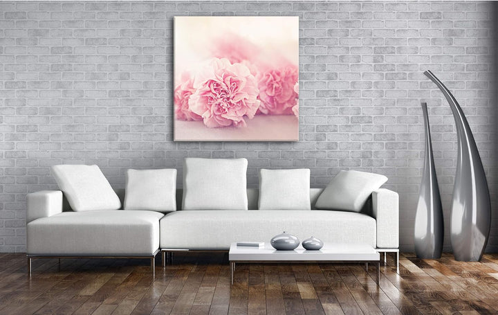 deyoli rosafarbene Nelken Format: 70x70 als Leinwandbild, Motiv fertig gerahmt auf Echtholzrahmen, H