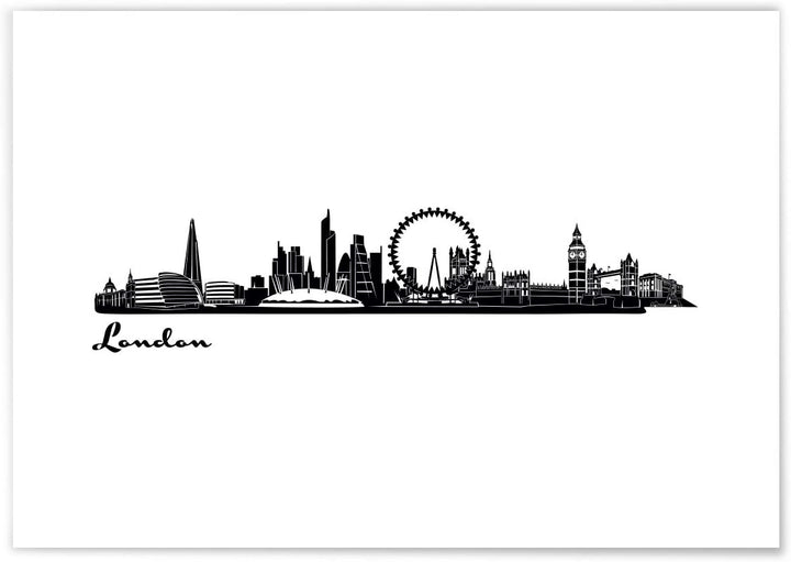 JUNIWORDS Poster mit/ohne Holzrahmen, Wähle ein Motiv, Skyline London, Wähle eine Grösse, 60 x 90 cm