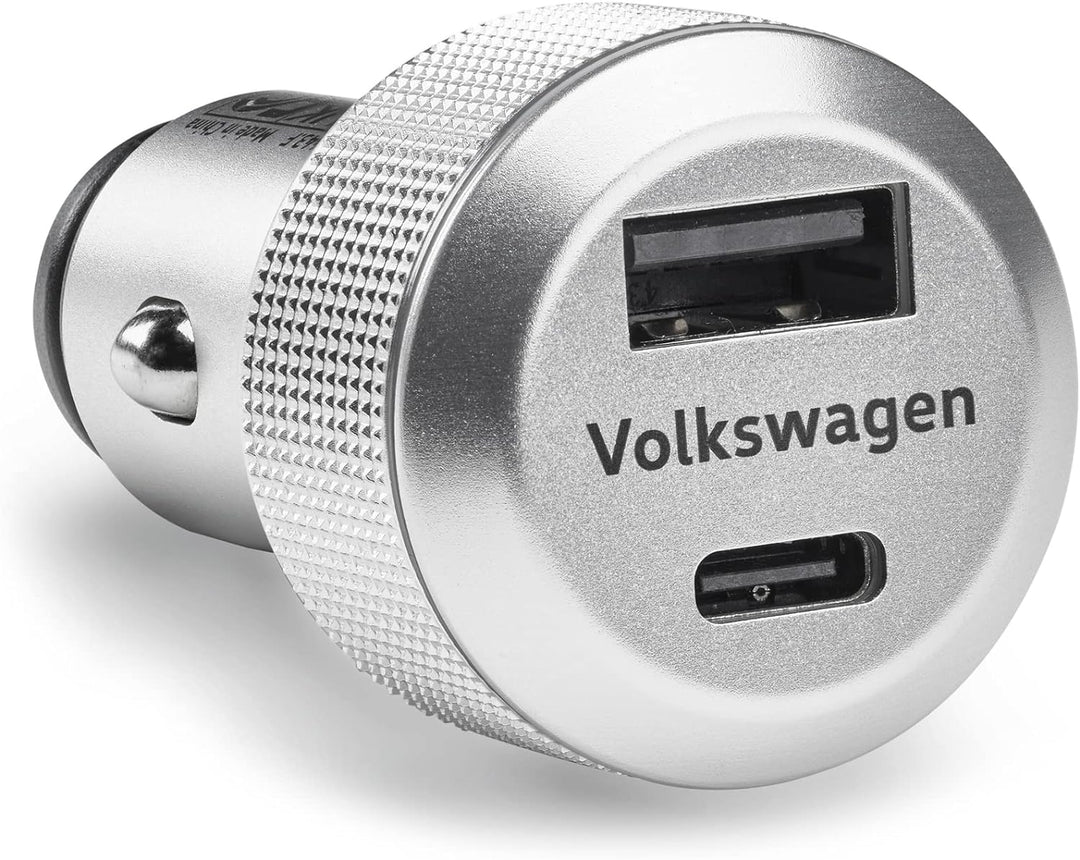 Volkswagen 000051443F Adapter USB Ladeadapter USB-A USB-C, geschirmt, beleuchtet, für 12V/24V Steckd