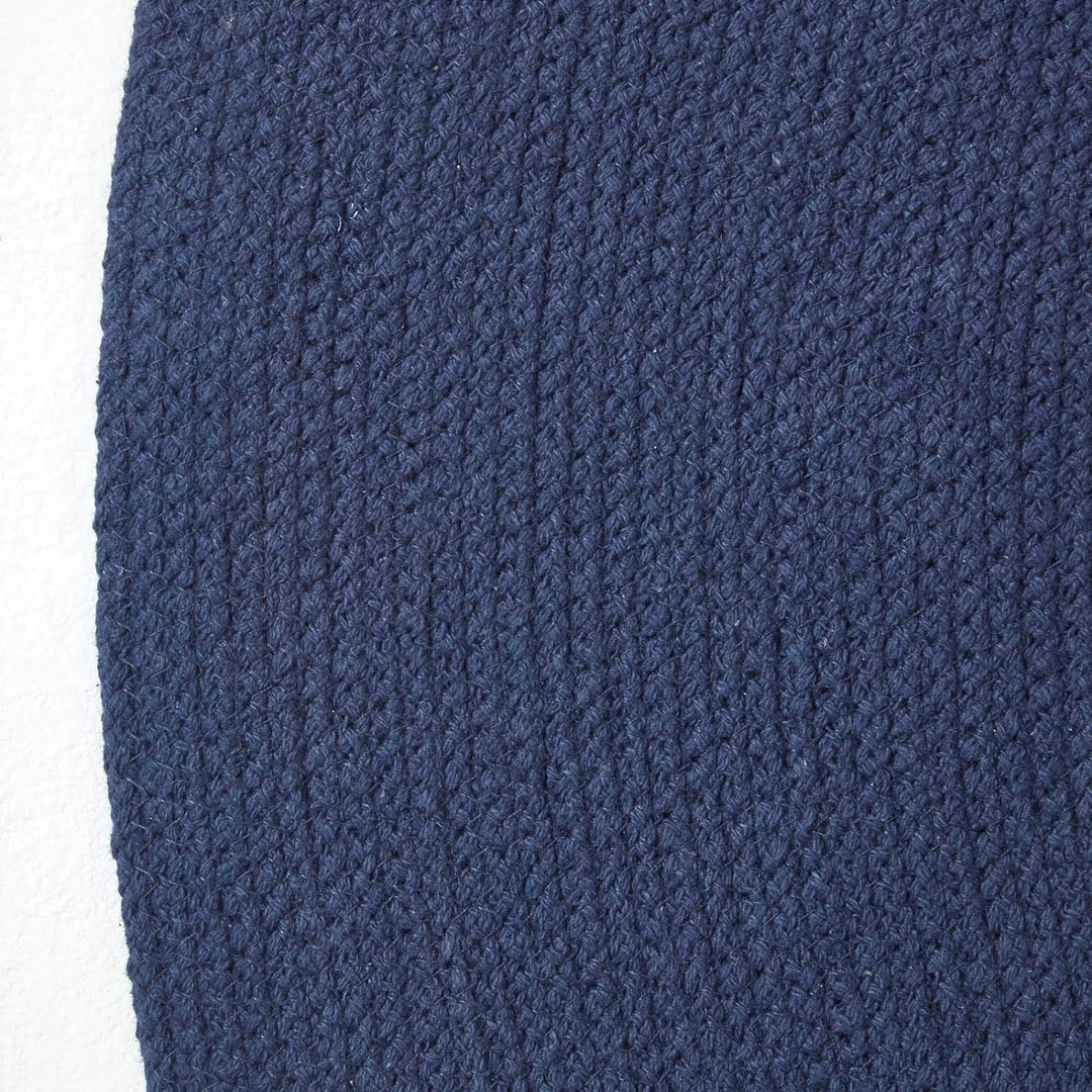 Homescapes ovaler Teppichläufer 66 x 200 cm, dunkelblau, geflochtener Läufer aus Baumwolle, Wendetep