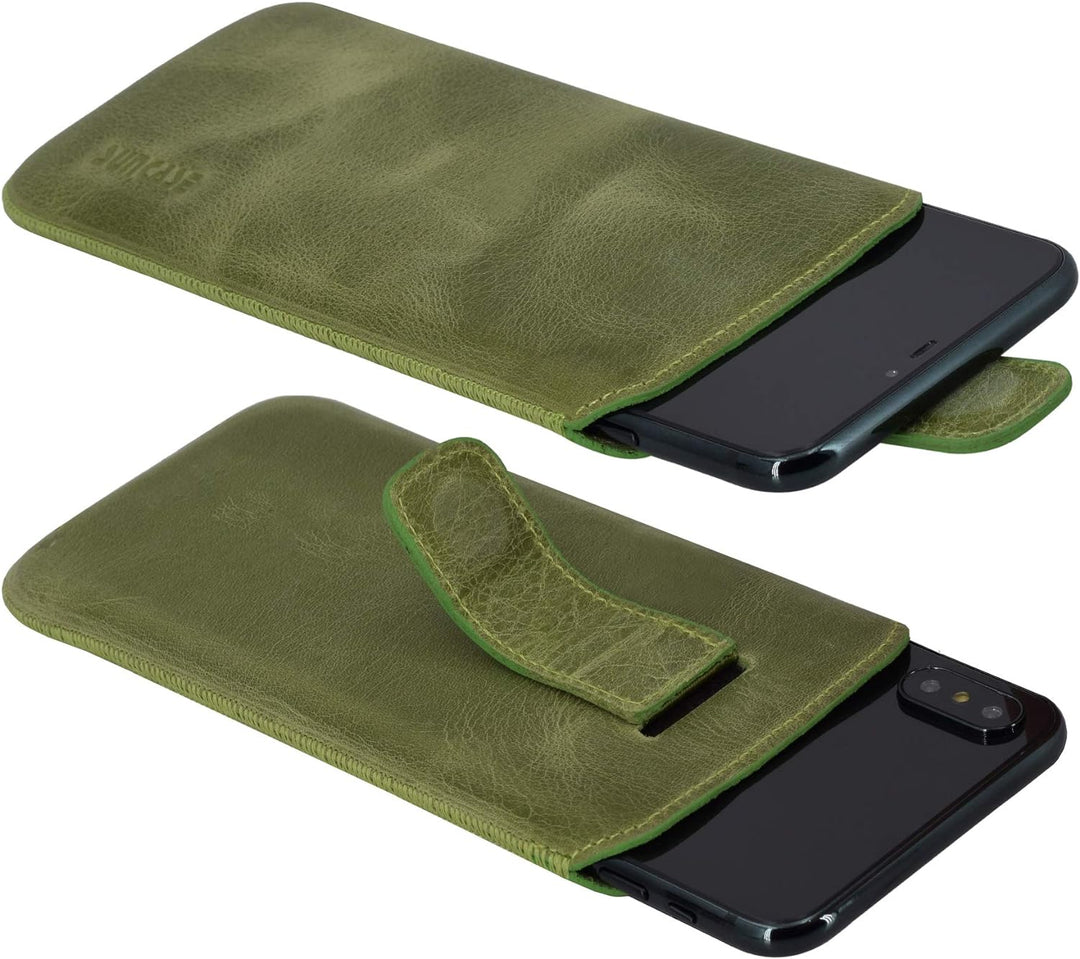 Suncase ECHT Ledertasche Leder Etui *Slim-Edition* für Swissvoice G50 Leder Hülle Handytasche (mit R