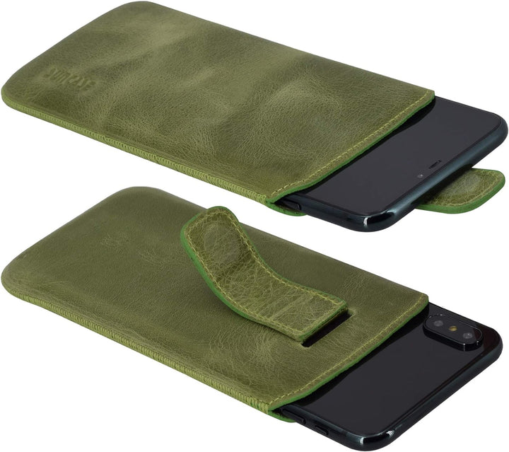 Suncase ECHT Ledertasche Leder Etui *Slim-Edition* für Swissvoice G50 Leder Hülle Handytasche (mit R