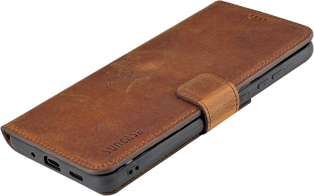 Suncase Book-Style Hülle kompatibel mit Samsung Galaxy S20 Ultra Leder Tasche (Slim-Fit) Lederhülle
