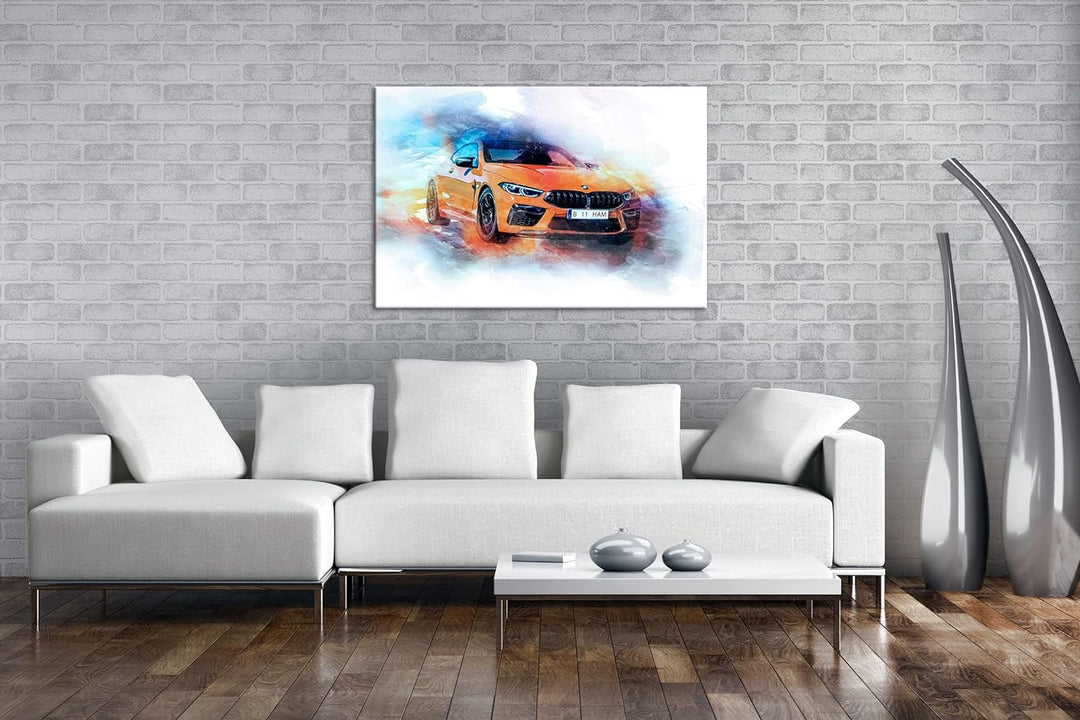 deyoli küstlericher Sportwagen Format: 80x60 als Leinwandbild, Motiv fertig gerahmt auf Echtholzrahm
