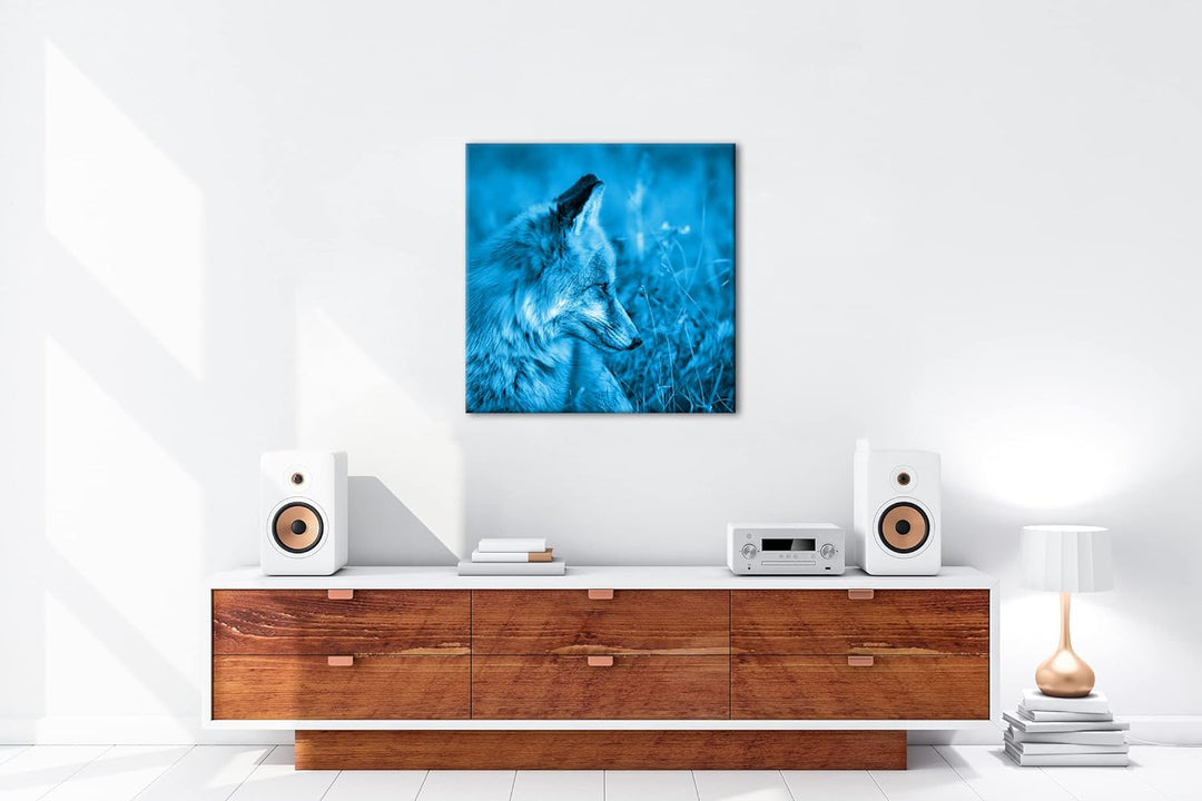 deyoli Kleiner Fuchs im Getreidefeld Format: 70x70 Effekt: Monocrome Blau als Leinwandbild, Motiv fe