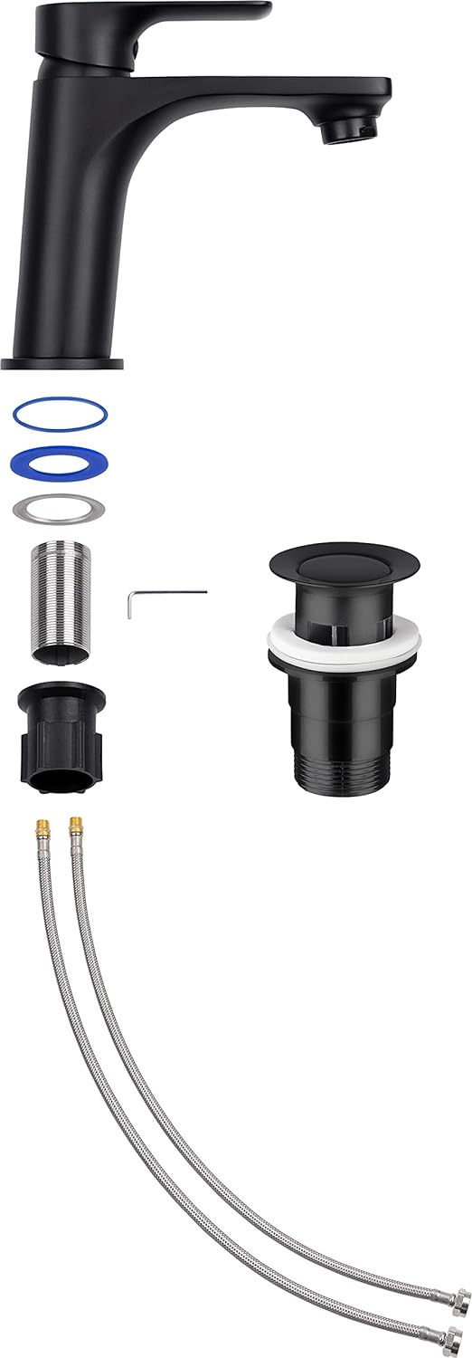 Cornat Waschtisch-Einhebelarmatur "Noir" - Black Edition - Matt schwarzer Messingkörper - Mühelose S