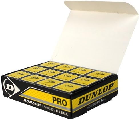Dunlop Sports Xx Squashball – Pro Box 12-ball box Schwarz/Doppelgelber Punkt, 12-ball box Schwarz/Do