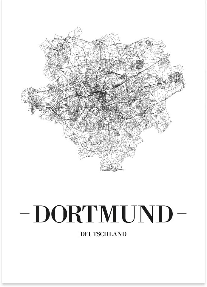 JUNIWORDS Stadtposter, Dortmund, Wähle eine Grösse, 60 x 90 cm, Poster, Schrift A, Weiss 60 x 90 cm