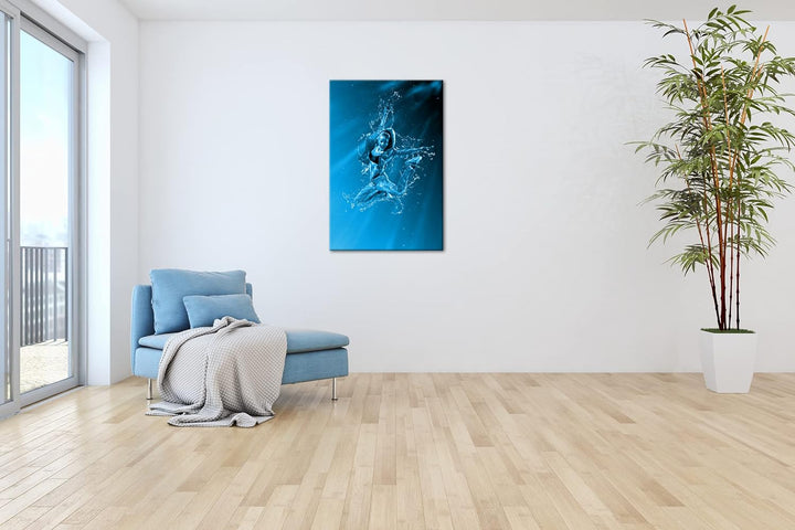 deyoli stylisher Tanz im Wasser Format: 100x70 Effekt: Monocrome Blau als Leinwand, Motiv fertig ger