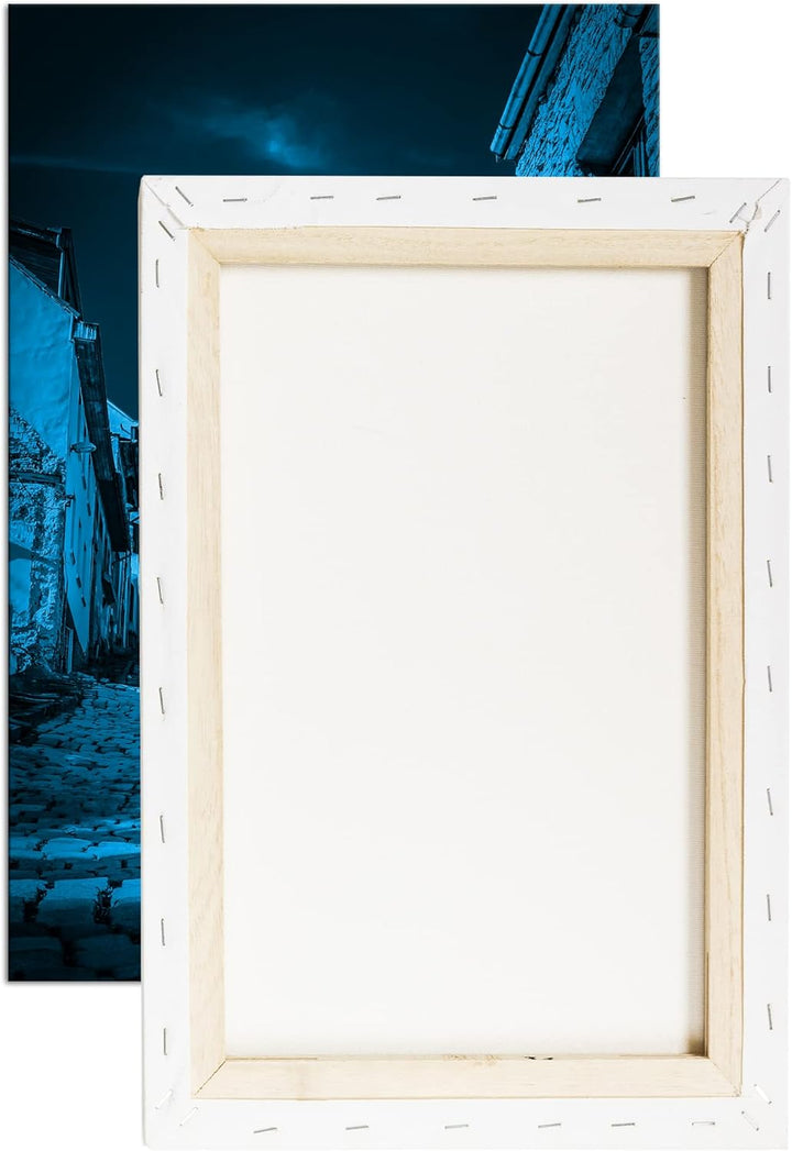 deyoli verwitterte Strasse in Budapest Format 80x60 Effekt: Monocrome Blau als Leinwandbild, Motiv f