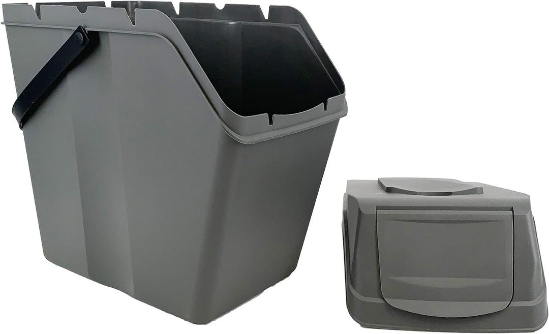 Set de 3 cubos de basura KEDEN SORTIBOX para reciclado, gris, volumen 3x25L