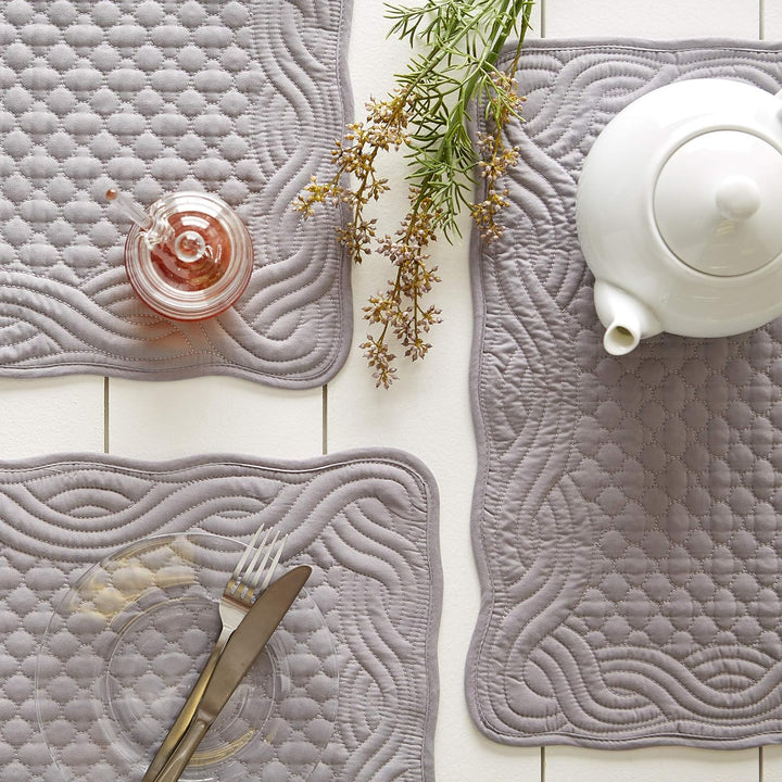 DII Gesteppte Tischsets aus der Farmhouse-Kollektion, Grau, 6-teilig Placemat Set Grau, Placemat Set