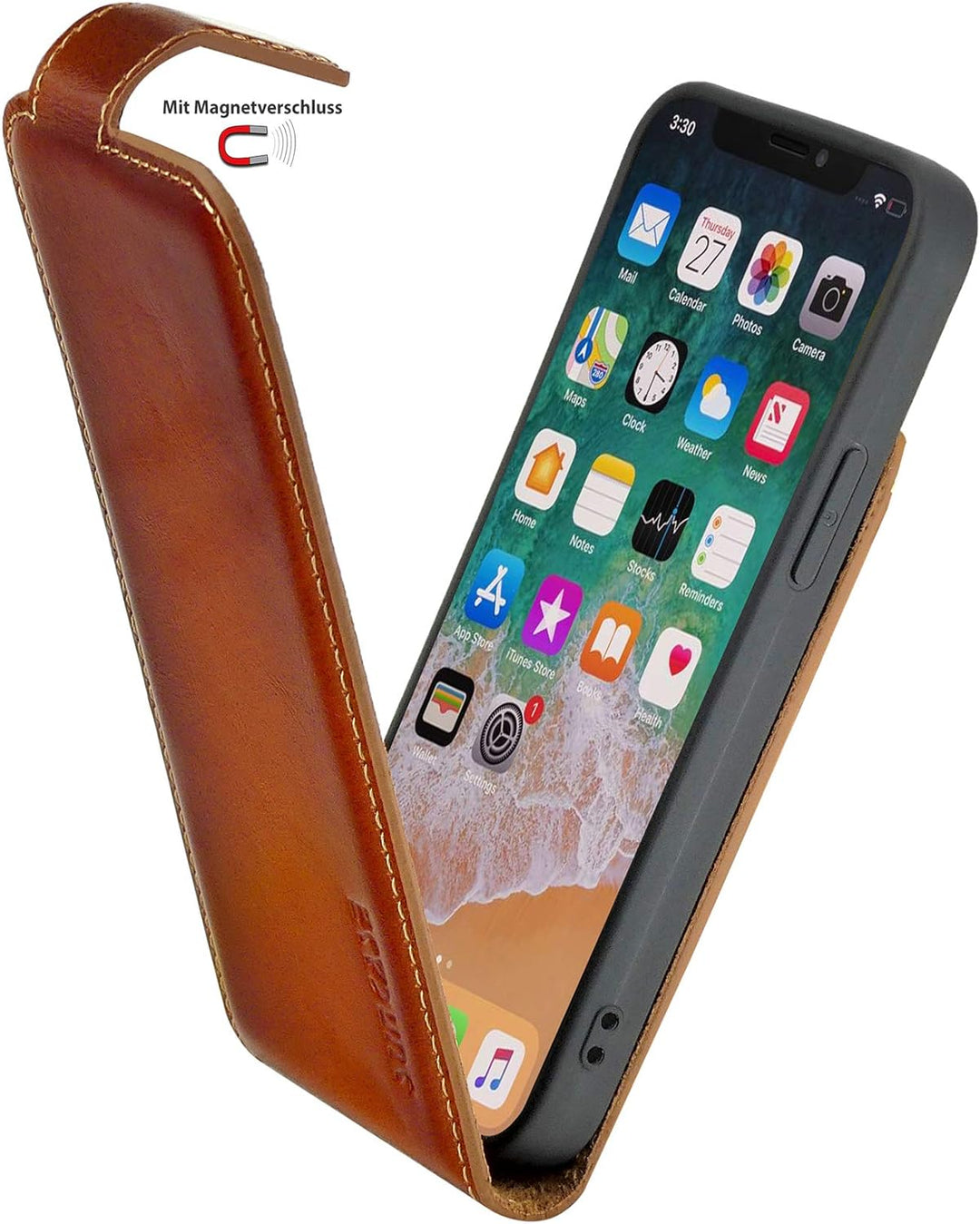 Suncase Original Flip-Style (Ultra-Slim) kompatibel mit iPhone 12 Mini (5.4") Hülle Ledertasche Tasc