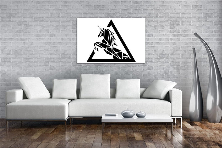 deyoli Polygone Einhorn Logo Format: 80x60 als Leinwandbild, Motiv fertig gerahmt auf Echtholzrahmen