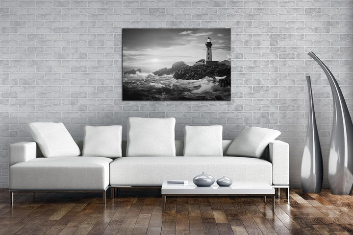 deyoli Leuchtturm in Maine Format: 80x60 cm Effekt: Schwarz/Weiss als Leinwandbild, Motiv fertig ger