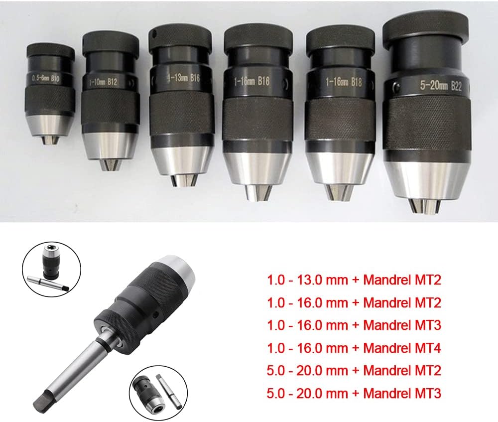 Senrise Schnellspannbohrfutter, selbstspannend, für CNC-Drehmaschinen/-Fräsen, Bohrmaschine, Schwarz