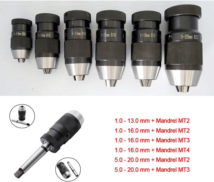 Senrise Schnellspannbohrfutter, selbstspannend, für CNC-Drehmaschinen/-Fräsen, Bohrmaschine, Schwarz