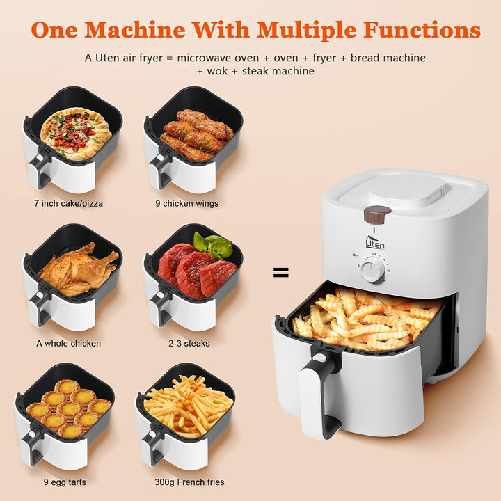 Heissluftfritteuse, 4L Air fryer XL Heissluftfriteuse für 2-6 Personen,1500W Friteuse mit Vorheizen