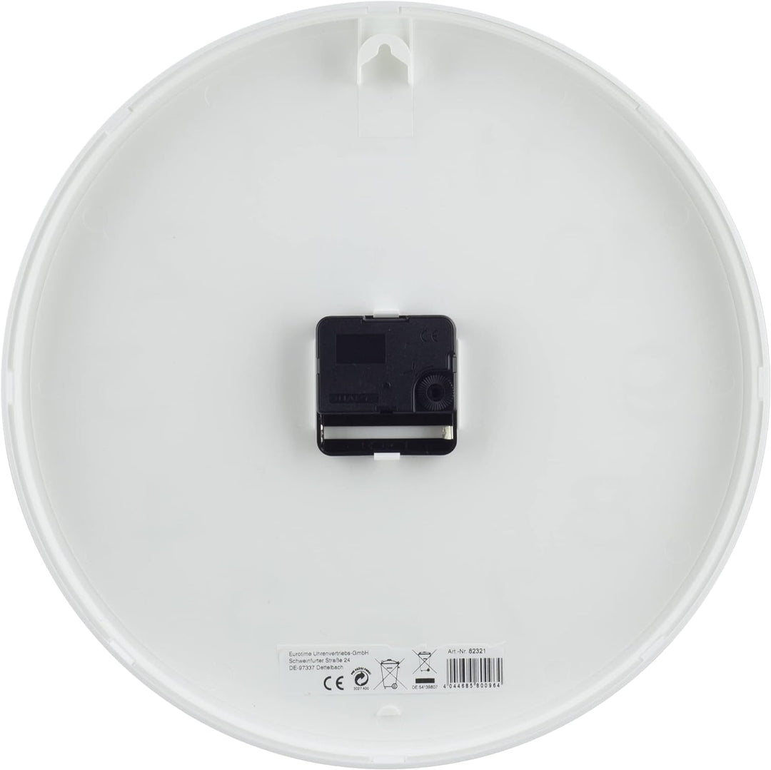 Eurotime Quarzwanduhr, 30 cm, Kunststoffgehäuse Granit Grau, Echtglasabdeckung, klares 12-Zahlen Zif