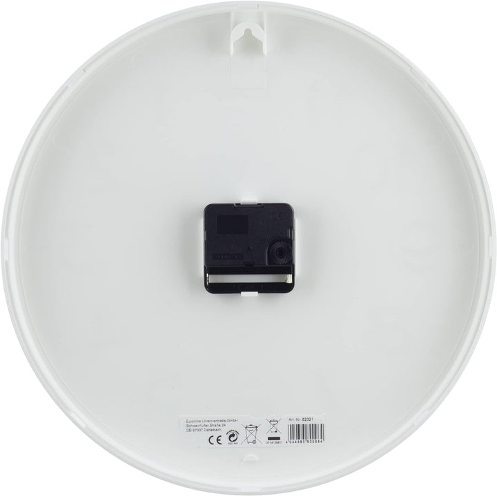 Eurotime Quarzwanduhr, 30 cm, Kunststoffgehäuse Granit Grau, Echtglasabdeckung, klares 12-Zahlen Zif